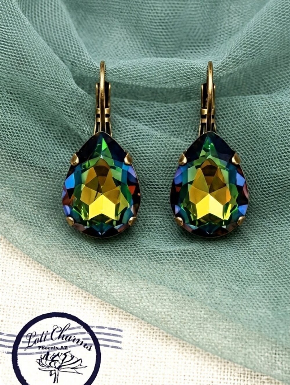Volcano From  Swarovski Crystal Mettalic W/ Dazzling Effect Brass Based Earrings